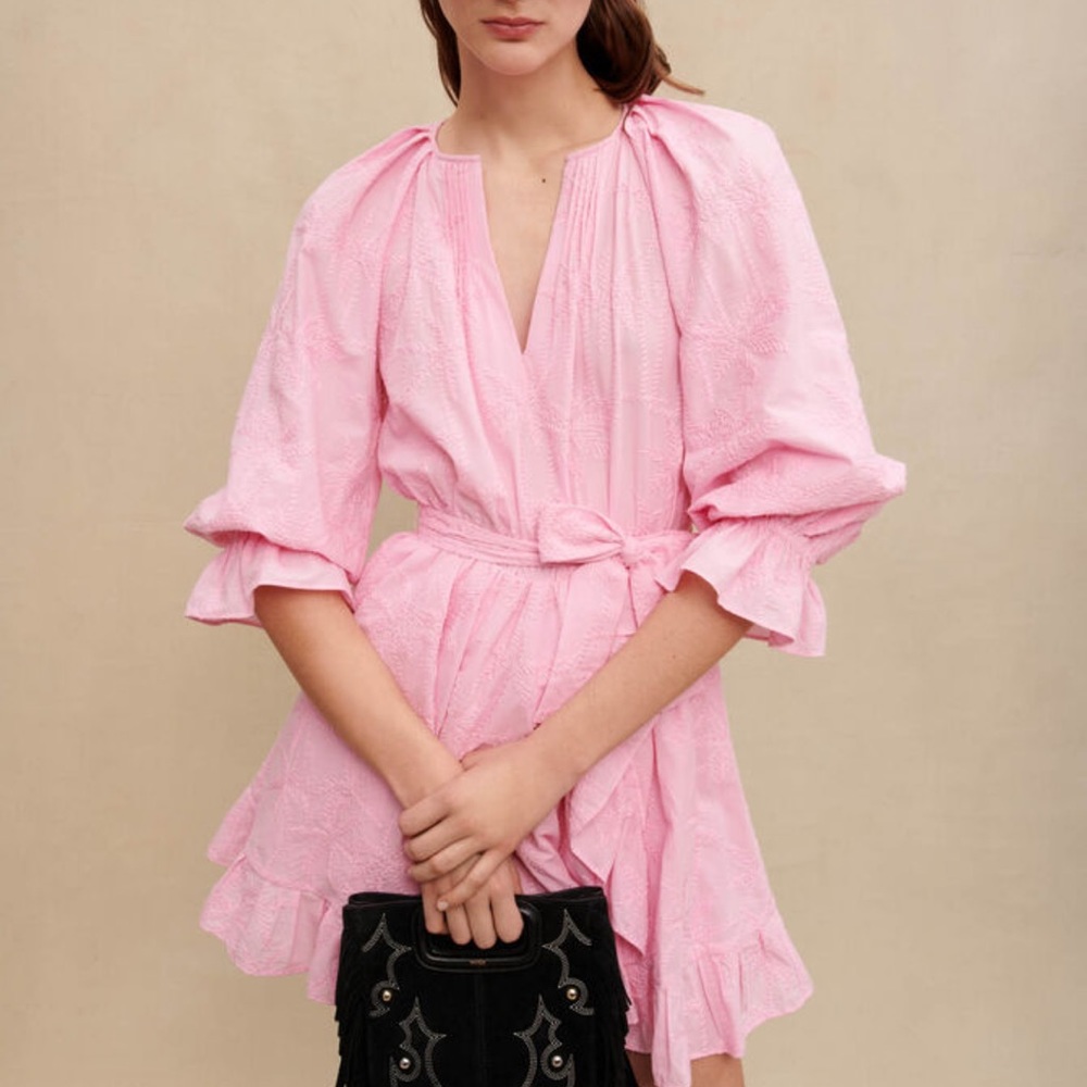 Maje Ruffled pink mini dress